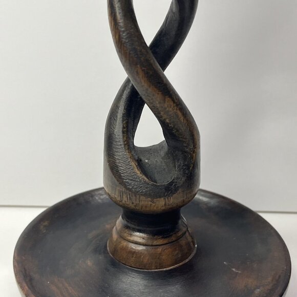 Candle Holders Antique English Oak Barley Twist Candlestick Brass Insert 8.5” - Picture 3 of 16